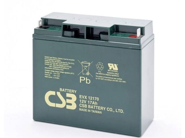 CSB Battery EVX 12170 blybatteri 12 V 17 Ah blyfleece 181 x 167 x 76 mm M5 skruetilkobling syklusstabilt vedlikeholdsfritt lav selvutladning