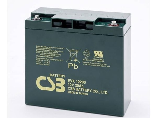 CSB Battery EVX 12200 blybatteri 12 V 20 Ah blyfleece (B x H x T) 181 x 167 x 76 mm M5 skrutilkobling syklusstabilt, vedlikeholdsfritt, lav selvutl...