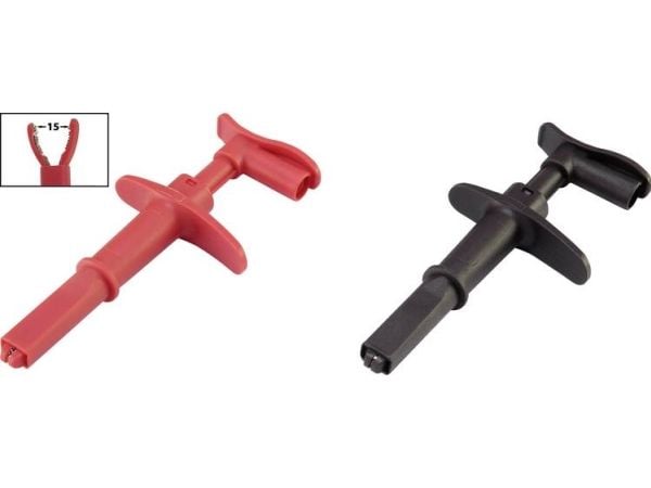VOLTCRAFT MSK-116 Krokodilleklemme Stik 4 mm CAT III 1000 V, CAT IV 600 V Sort, Rød