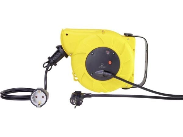 Renkforce RF-3349118 kabeltrommel 9 m svart, vinkel jordet kontakt