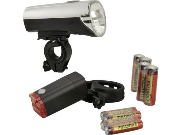 Fischer cykelbelysningssats 85330 LED (RGB) Batteridrift Silver (matt)