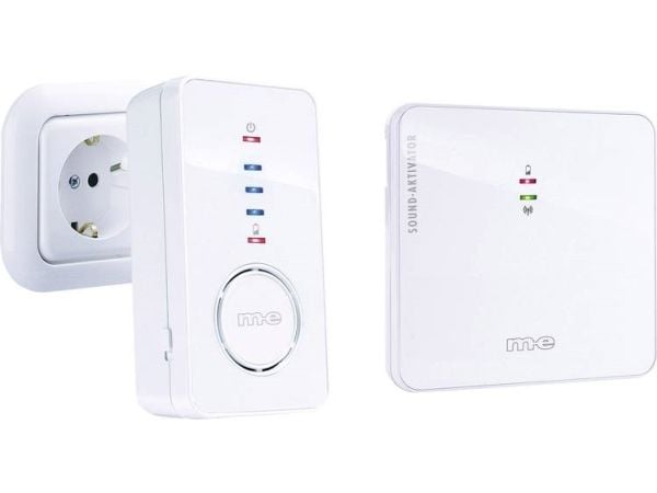 m-e modern-electronics 41156 trådlös ringklocka komplett set belyst, ljudaktiverad (41156)
