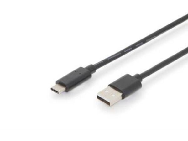 ASSMANN - USB-kabel - USB-C (hann) til USB (hann) - USB 2.0 - 3 A - 3 m - formstøpt - svart