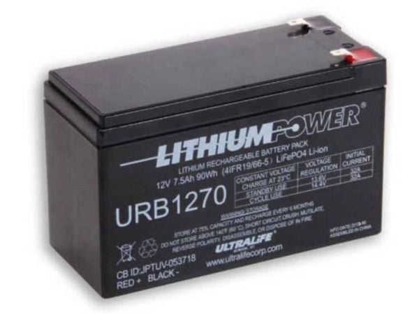 Ultralife URB1270 Erikoisakku LiFePo-akku Litteä pistoke LiFePO 4 12,8 V 7500 mAh 1 kpl Ultralife URB1270 Erikoisakku LiFePo-akku Litteä pistoke LiFePO 4 12,8 V 7500 mAh 1 kpl