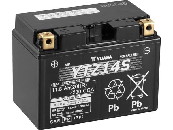 Yuasa YTZ14S motorcykelbatteri 12 V 11,2 Ah