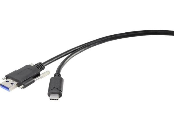 Renkforce RF-3386040, USB 3.2 Type A, USB-C, 1 m, Musta