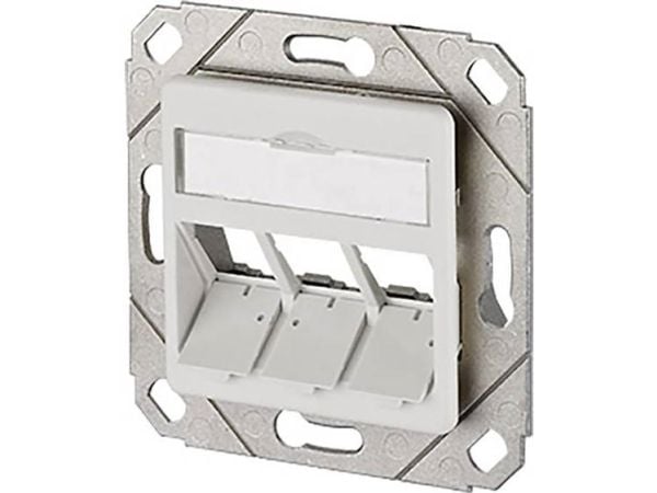 BTR E-DAT modul 3x8(8) UPk ilman moduuleja - Planforsænket stikdåse - CAT 6 - ren hvid, RAL 9010 - 3 porte