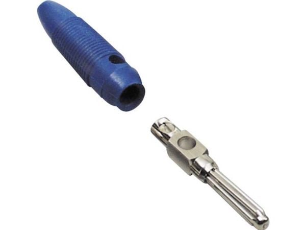 TRU COMPONENTS bananstikk kontakt, rett stift-diameter 4 mm blå 100 stk