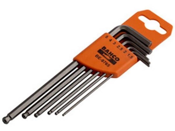 Bahco Sekskantnøkkelsett m. kule, metrisk. 6 stk, L-formet hex-nøkkelsett, Metrisk, 6 stykker, 1.5,2,2.5,3,4,5 mm, 60 g