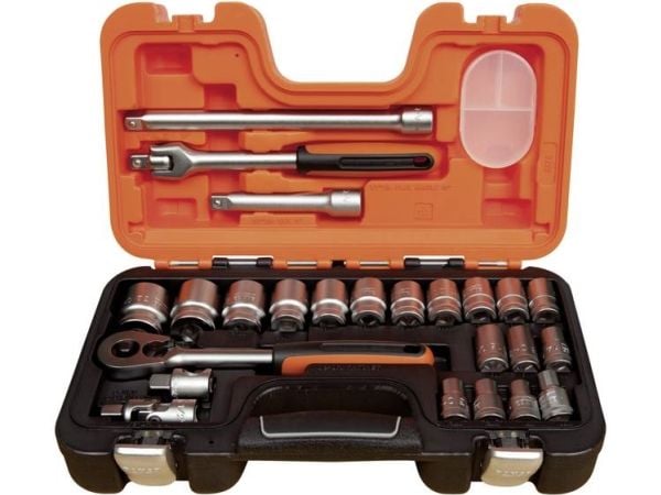 Bahco Pipenøkkelsett 1/2”, metrisk, Støpselsett, 1/2", Metrisk, 18 hoder, 10,11,12,13,14,15,16,17,18,19,20,21,22,23,24,27,30,32 mm, Stål