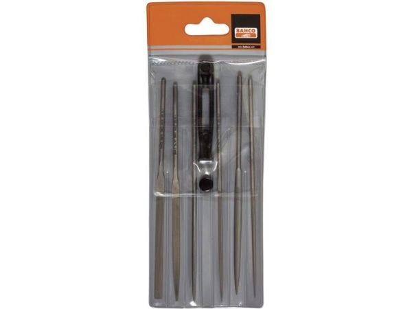 Bahco Nålfilsett, 6stk, Fil-sett, Flate mapper, Halvrund fil, Rund fil, Firkantet fil, Glatt kutt, 70 g, 160 mm