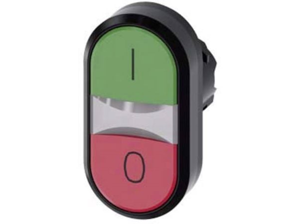 Siemens dubbeltryckknapp 22mm rund plast grön/röd platt 3SU1000-3AB42-0AK0