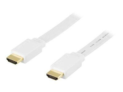 DELTACO HDMI-1005H - HDMI-kabel med Ethernet - HDMI hann til HDMI hann - 50 cm - hvit - flat