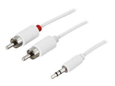 Deltaco Äänikaapeli, 3,5mm uros - 2xRCA uros, 5m, valkoinen, 3.5mm, Uros, RCA, Uros, 5 m, Valkoinen