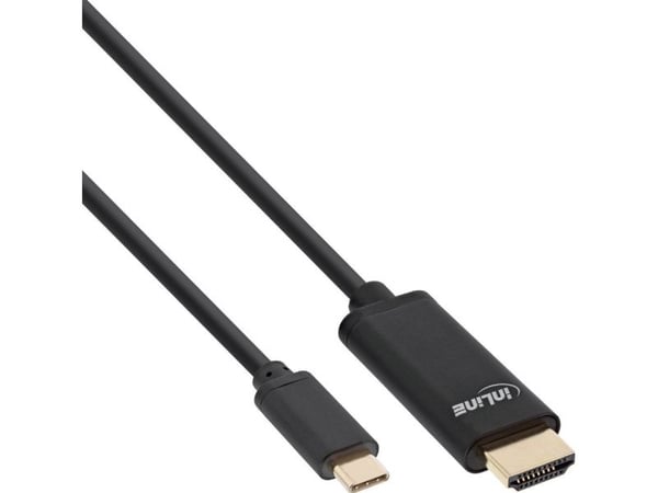InLine 64113, 3 m, USB Type-C, HDMI, Hanstik, Hanstik, Kultainen