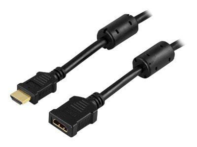 DELTACO HDMI-125 - HDMI-forlengelseskabel - HDMI hann til HDMI hunn - 5 m - skjermet - svart