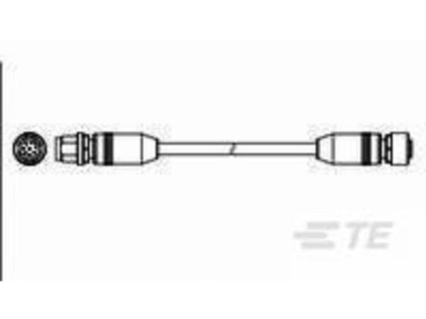 TE Connectivity 2273115-4, 1,5 m, M12, M12, Hanstik/Hunstik, Grå, Polyuretaani (PUR)