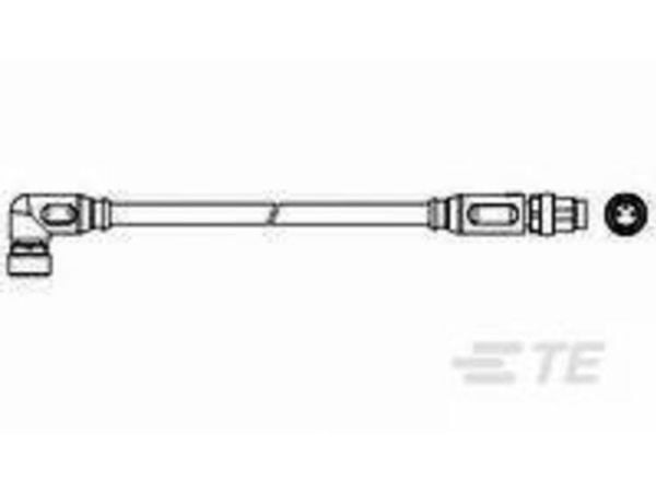 TE Connectivity 2273124-4, M8, M8, Hanstik/Hunstik, Sort, Polyuretaani (PUR), Polyvinyylikloridi (PVC)