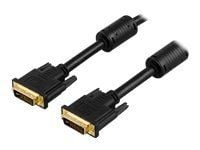 DELTACO - DVI-kabel - dobbeltlenke - DVI-I (hann) til DVI-I (hann) - 2 m - formstøpt - svart