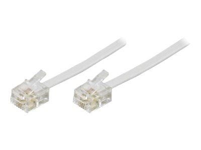 DELTACO DEL-163F - Telefonkabel - RJ-11 (hann) til RJ-11 (hann) - 10 m - hvit