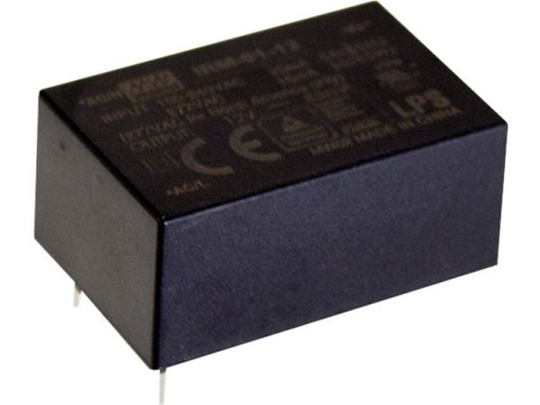 MEAN WELL IRM-01-12, 1 W, 110 - 230 V, Musta, 22,2 mm, 33,7 mm, 15 mm