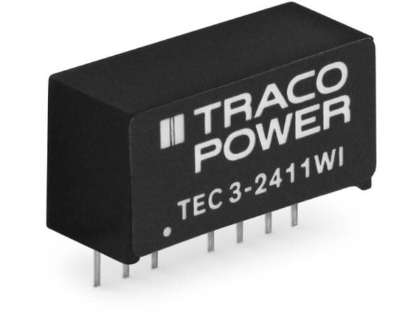 TracoPower TEC 3-2412WI DC/DC-muunnin, piirilevy 24 V/DC 250 mA 3 W Lähtöjen määrä: 1 x