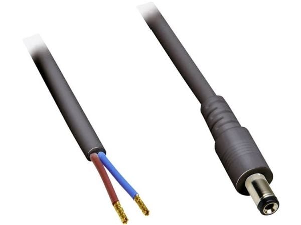 TRU COMPONENTS lavvolt tilkoblingskabel, lavspenningsplugg - åpen ende 5.50 mm 2.50 mm 0.50 m, 1 stk