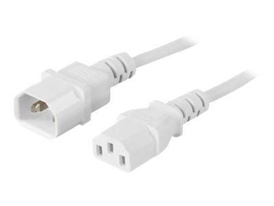 Deltaco Maadoitettu laite-/jatkokaapeli IEC 60320 C14- IEC 60320 C13 1m valk, 1 m, IEC C13, IEC C14, 250 V, 10 A