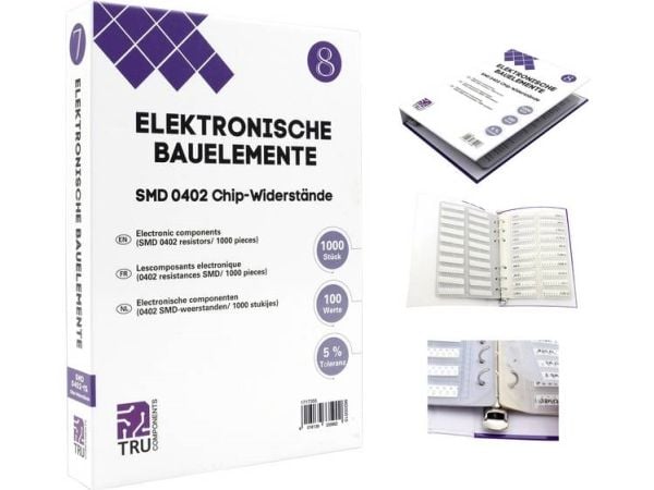 TRU COMPONENTS TC-6869420 Lajitelma-albumi SMD 0402 0,625 W 5 % 1000 osaa