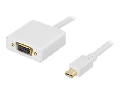 DELTACO - DisplayPort-kabel - Mini DisplayPort (hann) til HD-15 (VGA) (hunn) - 1 m - hvit