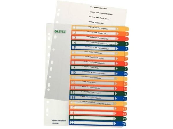 Leitz 12960000, Numerisk faneindeks, Polypropylen (PP), Flerfarget, Landskap, A4, 270 g