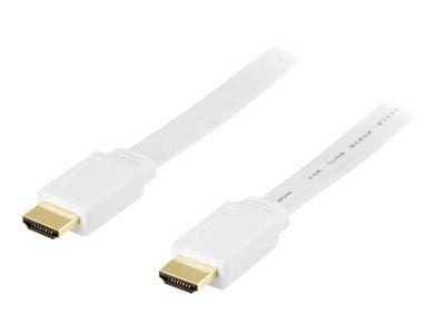 DELTACO - HDMI-kabel med Ethernet - HDMI hann til HDMI hann - 1 m - hvit - flat