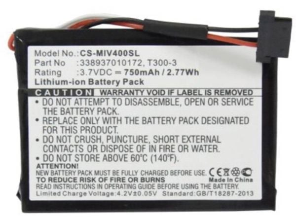 Beltrona Navigation Device Battery Ersättningsbatteri 33893701010172, T300-3 3.7 V 750 mAh