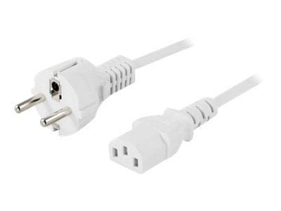 DELTACO DEL-109MV - Johdinsarja - CEE 7/7 (han) lige til IEC 60320 C13 lige - AC 250 V - 10 A - 2 m - kova - hvid