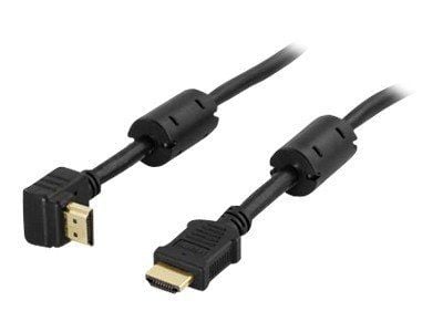 DELTACO HDMI-1005V - HDMI-kabel med Ethernet - HDMI hann til HDMI hann - 50 cm - svart - vinkelkontakt