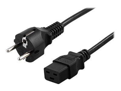DELTACO - Strömkabel - ström CEE 7/7 (han) till IEC 60320 C19 - AC 250 V - 16 A - 3 m - lige stikforbindelse - sort