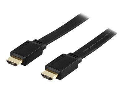 DELTACO - HDMI-kabel med Ethernet - HDMI hann til HDMI hann - 5 m - svart - flat