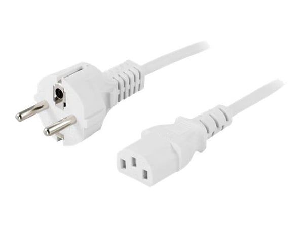 DELTACO DEL-109LV - Strömkabel - ström CEE 7/7 (hane) rak till ström IEC 60320 C13 rak - AC 250 V - 10 A - 1 m - vit