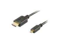 DELTACO HDMI-1053 - HDMI-kabel med Ethernet - 19 pin micro HDMI Type D hann til HDMI hann - 5 m - svart