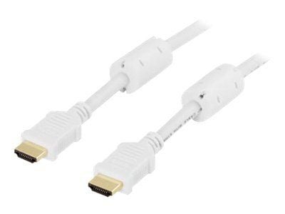 DELTACO HDMI-1020A - HDMI-kabel med Ethernet - HDMI hann til HDMI hann - 2 m - hvit