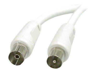 Deltaco Antenna cable 100Hz 3m, ferrite cores, 3 m, Antenni, IEC, IEC, Valkoinen