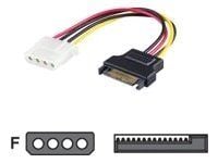 Deltaco Virta-adapteri kiintolevyille, 4-pin Sarja ATA virtaliitokseen, 0,3 m, Molex (4-pin), SATA 15-pinninen