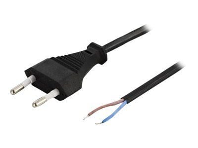 DELTACO DEL-109U - Strømkabel - Europlug (hann) rett til fastkoplet dobbelkabel - AC 250 V - 2.5 A - 2 m - svart