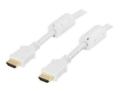 DELTACO HDMI-1030A - HDMI-kabel med Ethernet - HDMI hann til HDMI hann - 3 m - hvit