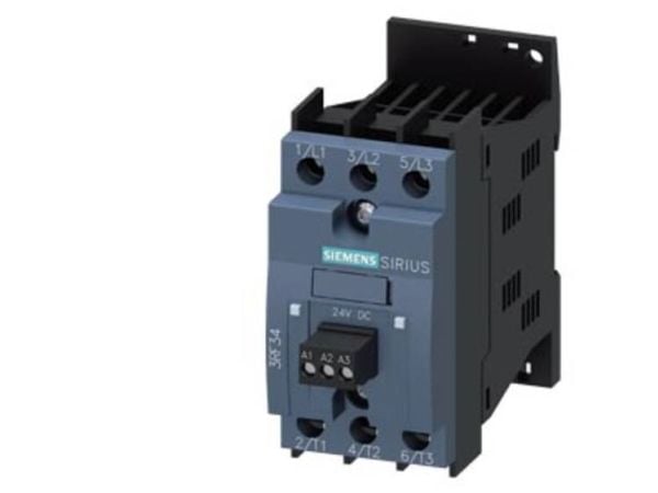 Siemensin puolijohdekontaktori, 3-vaiheinen 24 VDC 2 NO - ruuviliittimet (3RF3405-1BD04)