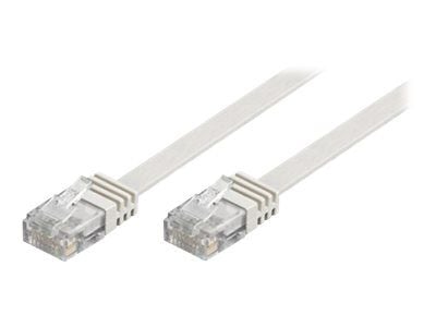 DELTACO TP-67V-FL - Liitäntäkaapeli - RJ-45 (uros) RJ-45 (uros) - 7 m - UTP - CAT 5e - muotoiltu, litteä - valkoinen - valkoinen