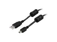 USB 2.0 kaapeli TypeA Type MiniB ferriittivärit 2m musta