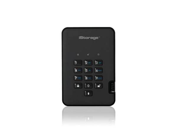 iStorage diskAshur 2, 2000 GB, 3.2 Gen 1 (3.1 Gen 1), 5400 rpm, Sort