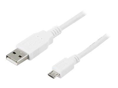 DELTACO USB-301W - USB-kaapeli - USB (uros) - Micro-USB tyyppi B (uros) - 1 m - valkoinen - valkoinen