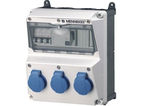 MENNEKES 920003, 3 x Type F, Ruuvit, Musta, Sininen, Harmaa, Muovi, IP44, 225 mm